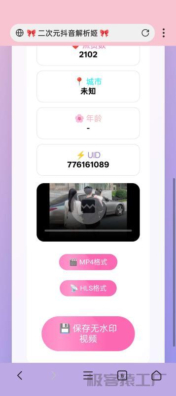 全网最萌二次元抖音去水印工具完整源码-极客猿工厂 全网最萌二次元抖音去水印工具完整源码-极客猿工厂